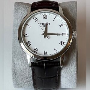 NWT Tissot T-Classic Quartz Men's Watch T129.410.16.013.00 42mm Steel & White
